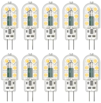 Klighten G4 LED Lampadina, 10 Pezzi 3W G4 Lampada, AC/DC 12V Lampadina, 3W Equivalenti a 25W Lampada Alogena, Bianco Naturale 4000K