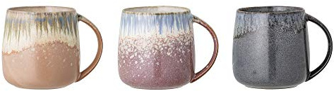 Bloomingville Cloe Becher-Set 3-teilig aus Steinzeug in der Farbe Blau 380ml, Maße: 9,5cm x 10cm, 82049300