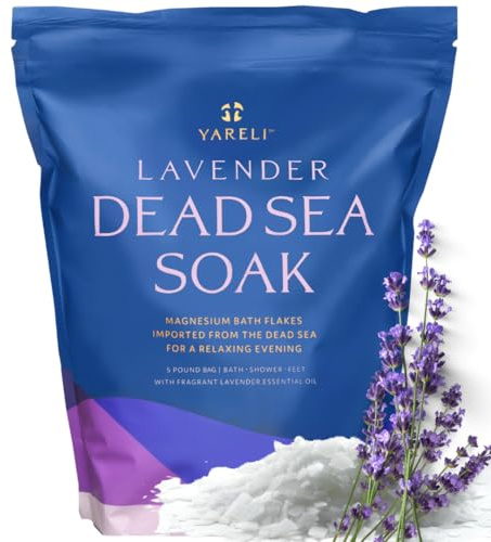 Yareli Magnesium Flakes, 5lb Lavender, Dead Sea Bath and Foot Soak, Alternative to Epsom Salt with Over 250,000mg of Magnesium Chloride Per Bag