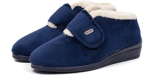 CoboFamily Botines Casa Mujer Invierno, Zapatillas Casa Cómodas, Botas Paño Cuña, Suela Caucho Talla 35-41 MADE IN SPAIN
