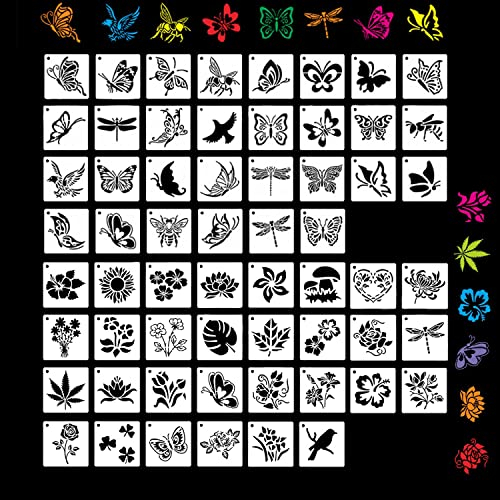 FAMIDIQGO 60 Stück Schablone zum Malen Wiederverwendbare Schablonen Wandschablone DIY Handwerk Vorlage Malschablonen zum Malen auf Holz Wand Home Decor