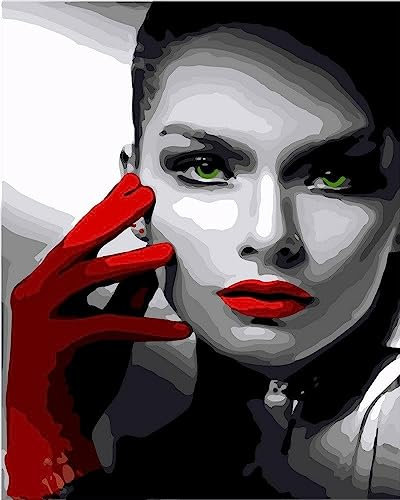 Artnapi Dipingere con i numeri, adulti con cornice, dipinta a mano, per ragazze con occhi verdi, kit per principianti e adulti, set con colori acrilici e pennelli, tela da 40 x 50 cm, regalo