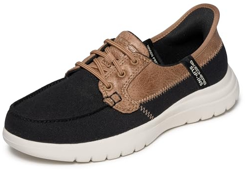 Skechers Zapatillas de Barco para Mujer, Negro Blanco, 38 EU