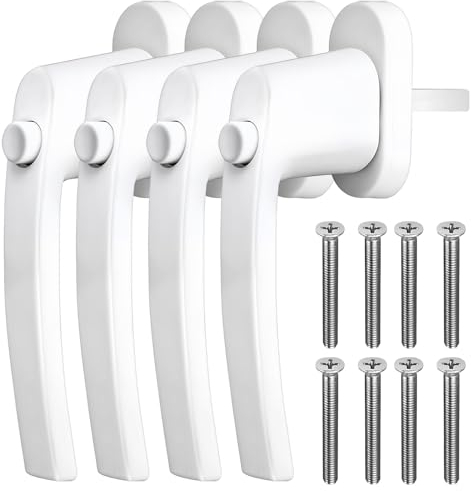 SPORWAY 4 Stück Fenstergriff mit Druckknopf, Abschließbar Fensterschloss Aluminium Sicherheitsfenstergriff, Balkontürgriff Fenstersicherung Türgriffe für Fenster, Balkon, Terrassentür