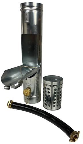 SÜDMETALL Collecteur d'eau de pluie 3 en 1 en zinc et collecteur de feuilles - Système complet de 80 mm - Rendement d'eau extrêmement élevé : environ 95 % - Combinaison pour tuyau de descente / tuyau