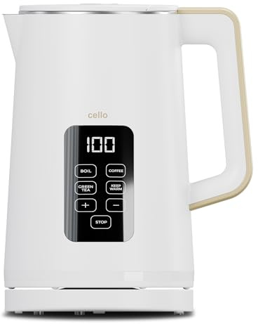 1.7L White 3000W Rapid Boil Digital Kettle with Temperature Control, Cordless Design Variable Temperature, Quiet & Fast Boil Kettle, BPA-Free Electric Kettle with Filter, LED Display & Auto Shut-Off