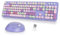 SbocKeeb Purple Keyboard and Mouse Wireless, American QWERTY Cute Typewriter Wireless 2.4GHz Colorful Full Size Keyboard with Number Pad, for Windows PC Laptop,Colorful Purple