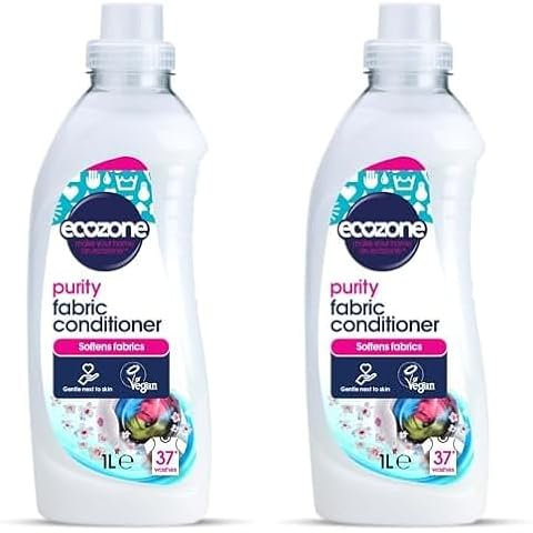 Ecozone Concentrated Purity Fabric Conditioner, Tallow Free, Gentle Fresh Fragrance, Sensitive Clothing Softener for Washing Machines, Natural Vegan Eco Friendly Plant-Based Liquid (1 Litre/37 Washes)