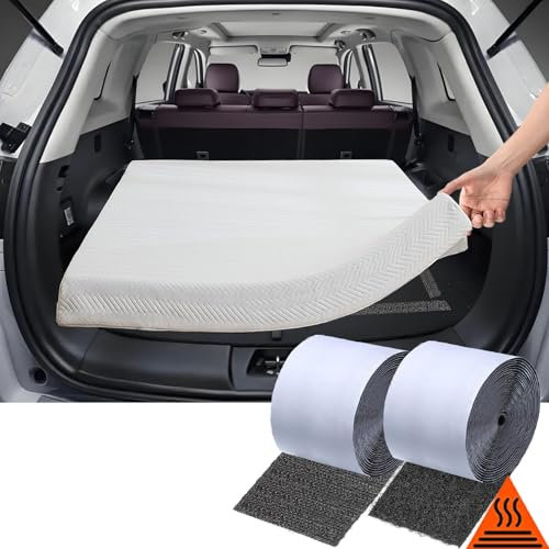 TEUVO Klettband Selbstklebend für Autos und SUV, Hochtemperaturbeständig Klettverschluss Selbstklebend für Campingmatratze, Fensterläden, Sitzbezüge, Ideal für glatte Oberflächen, 11CM Breit 6M Lang