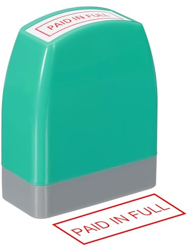 PATIKIL Paid in Full Notice Stamp Self Inking, Red Ink Refillable Office Business Stamp Pre Inked Stamper, Green