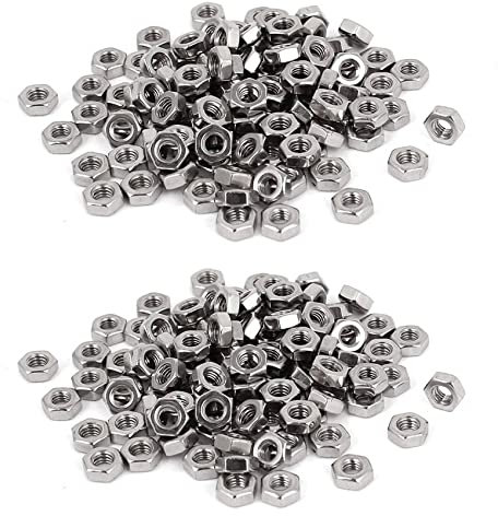 KEALLANS 200 Pieces M3 DIN934 Ecrou de Fixation Metrique A Hexagonale En 304 Acier Inoxydable pour Boulon
