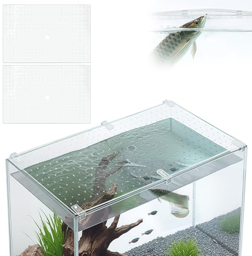 Colingmill 2 Pcs Aquarium Acrylic Fish Tank Lid Covers for 70/75/90/110 Gallon, 48 X18 Glass Cuttable Canopy Top Net, Anti-Jump Net with Clips (Each 22.68 x 16.93 x 0.1in)