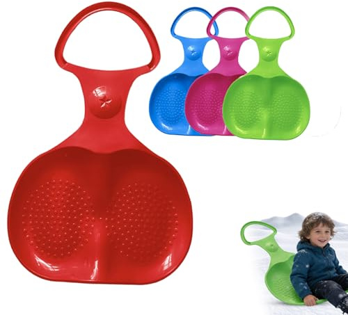 Popo Ride-On Sledge with Handle Popo Slider Sledge Bob Snow Slider for Children & Adults; Ultralight Slide Plate Bob Disc Snow Bob (Red, Blue, Pink, Green)