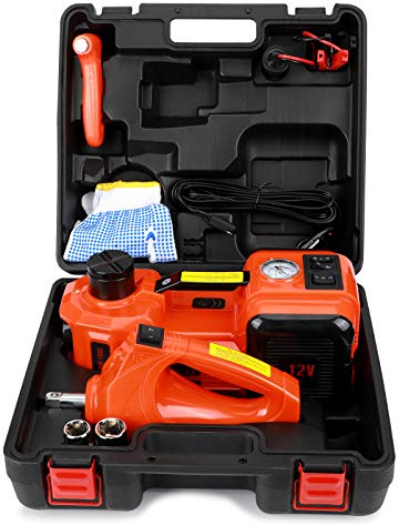 12V 5T Cric Electrique Levage Voiture Auto SUV avec Boiter de Transport (Cric 5T + Boulonneuse)