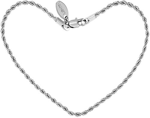 LIFETIME JEWELRY 2mm Rope Chain Anklet for Women & Men 24k Gold Plated Bracelet (White Gold, 11 inches)