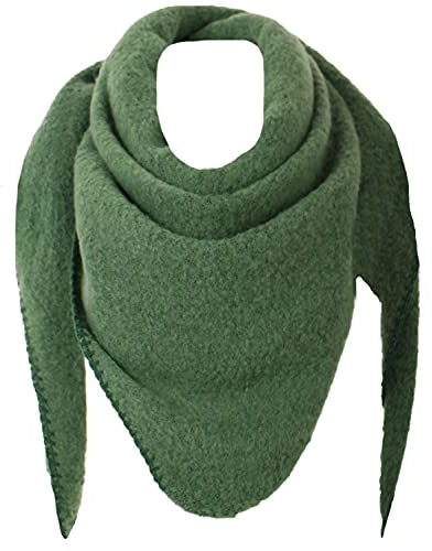 FASHION YOU WANT XXL Schal flauschig schal-tuch damen dicker dreieckstuch groß Wolle UNI Farben kuschelig (dunkelgrün)