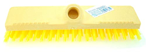 Tradineur - Cepillo duro de plástico para suelos, cerdas de 3 cm, agujero de rosca, limpieza de interior y exterior, hogar, hostelería, 24 cm
