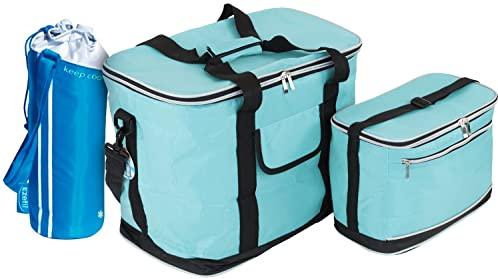 Kühltaschen-Set Ibiza 30+8 Liter, inkl. Flaschenkühler, mit 6 Kühlakkus für Picknick, Grillen, Wandern