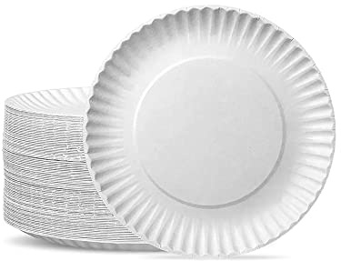 1ABOVE 100 Pack of 9-inch Disposable Paper Plates, 18cm White Paper Plates Perfect for Everyday use, Ideal for BBQ's, Parties and Events.