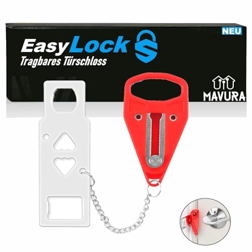 EasyLock Tragbares Türschloss Reiseschloss Tür Sperrschloss, Sicherheitsschloss Zusatzschloss mit Aufbewahrungstasche