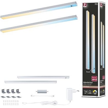 Paulmann 98609 LED-underskåpsbelysning Inline 2-pack 2x4 W 350x26 mm 2x350 lm 24 V Matt krom Tunable White