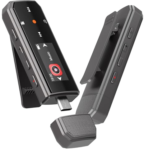 64GB Reproductor MP3 de Bluetooth 5.3 ，Memoria USB Tipo-C y con Clip Portátil, con grabación y Radio，Admite conexión de teléfono móvil, con botón de Volumen Independiente