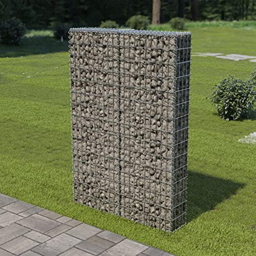 IKAYAA Gaviones de Piedra con Cubierta Muro de Gaviones Valla de Gaviones Muro de Contención de Gaviones Muro de Contención de Piedra Fácil Montaje 100 x 20 x 150 cm