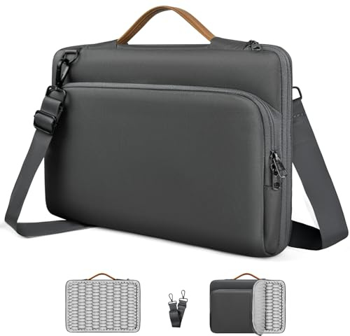NIMOSA Maletín Portátil 15,6 Pulgadas Laptop Bag con Protección Total Air Cushion Funda Impermeable Bolsa para portátil, Ideal para Trabajo y Viaje, Compatible con MacBook Gris