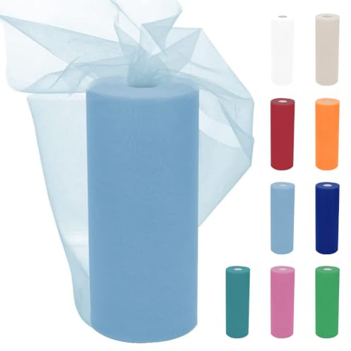 Tyllband, tyllrulle, tyg, 30 cm x 91,5 m, tylltyg, tyllband, organza-tyg, tyllband för bröllop, fest, tyllkjol, gör-det-själv dekoration, pyssel, sömnad, organza, finmaskig bordsdekoration (blå)