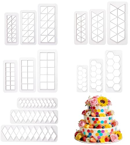 Taglierina Biscotti Quadrata Tagliabiscotti Geometria Fondenti Formine per Biscotti per Decorare di Torte 3 Dimensioni 15 Pezzi