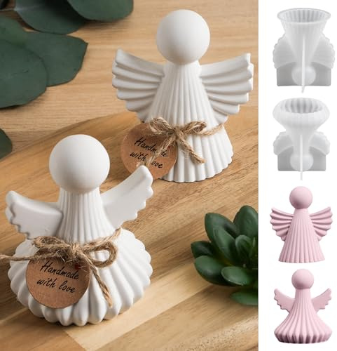 2 moldes de silicona con forma de ángel de la guarda