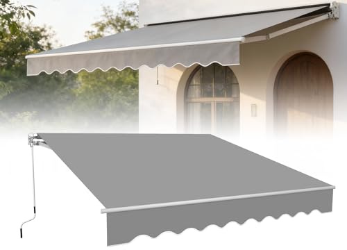 Froadp Gelenkarmmarkise Aluminium Markise Sonnenschutz Abdeckung Klemmarkise wasserdichte Anti-UV Sonnensegel Sichtschutz für Balkon Terrasse (250x200cm, Hellgrau)