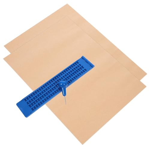 Yardwe Kit Scrittura Braille Tavoletta e Penna Lavagna 27 Linee 30 Quadrati per Apprendimento Braille Non Vedenti Blu