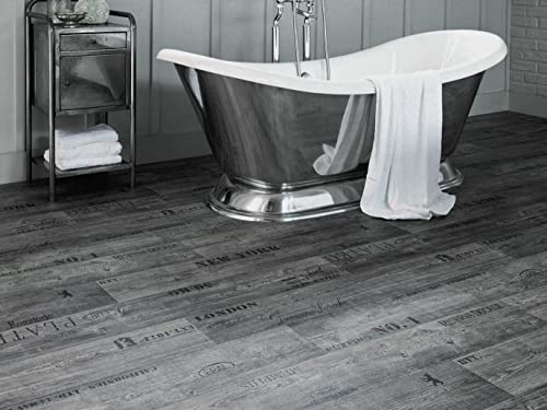 Revetement de sol en PVC avec inscriptions, marron clair, Découpe (2m de large, 5m de long)