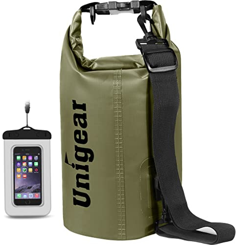 Unigear Dry Bag 2L/5L/10L/20L/30L/40L Waterproof Dry Sack Roll Top with Phone Case and Long Adjustable Shoulder Strap for Boating/Kayaking/Fishing/Rafting/Swimming/Camping/Snowboarding