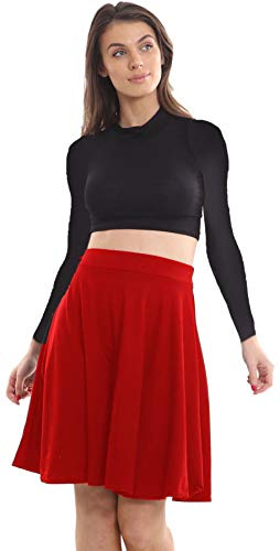 Crazy Girls Womens Midi Skater Skirt, Red, ML (UK 12-14)