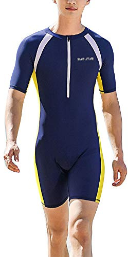 YOUCAI Herr/dam en del kortärmad främre dragkedja atletisk träningsbaddräkt snabbtorkande surfdräkt badkläder kroppsdräkter kort våtdräkt bad baddräkt, Man, 4XL
