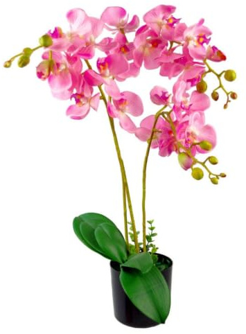 Leaf Design UK - Orquídea Artificial Realista en Maceta, 60 cm, Color Rosa Claro