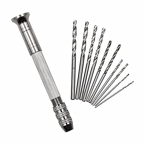 Di alta Qualità Mini Micro Alluminio Trapano A Mano con Mandrino Keyless+10 Pz Twist Drill Bit Lavorazione Del Legno Foratura Strumenti Rotativi 279519 Design Pratico e Durevole