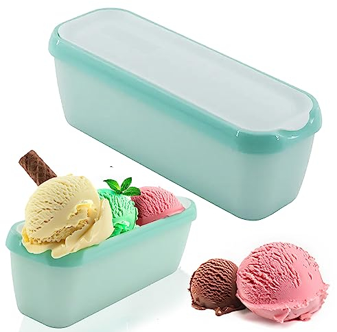 unel Bac à crème glacée avec couvercle, récipients de congélation isothermes en plastique pour soupe, sauces et crème glacée (bleu sarcelle)