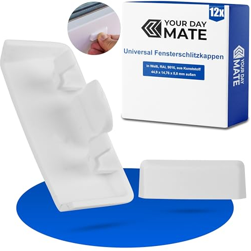 Fensterschlitzkappen, 12 Stück, Weiß RAL 9016, Abdeckung für Schlitz Fräsungen ab 24 bis 35 mm Länge, Wasserschlitzkappen für Kunststoff- und Aluminiumprofil Fenster Rahmen, Kappen Fensterentwässerung