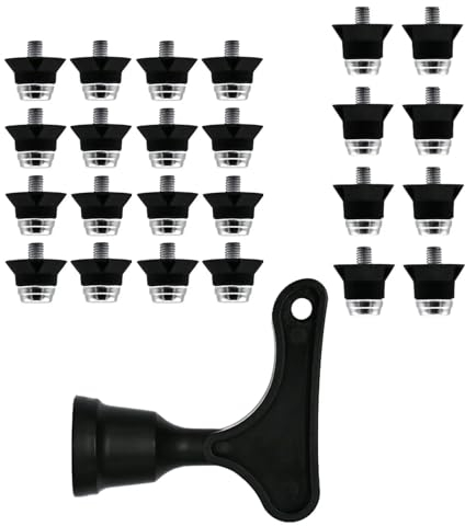 NEWFUN 24 Pcs Bouchon à vis pour Crampons de Football de Remplacement, avec Bouchon Supérieur en Aluminium, Bouchon à vis de Remplacement avec Clé de Bouchon à Vis, Bouchon à Vis pour de Football