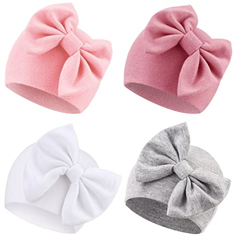 DRESHOW Sombreros para Bebés Recién Nacidos Sombrero de Hospital Gorro Gorros con Lazo para Bebés de 0 a 6 meses