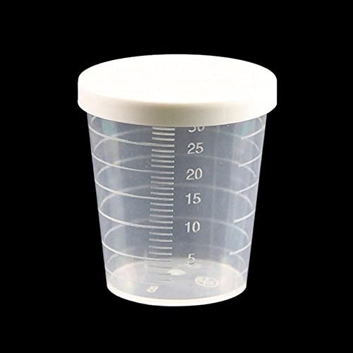 Medicine Medication Plastic Measure Guided Measuring Cup Container Pot, Medicine Measuring Measure Cups, White Lids Clear Container Measure Container
