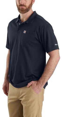 Carhartt Men's Force Relaxed Fit Lightweight Short-Sleeve Pocket Polo, Navy, Medium