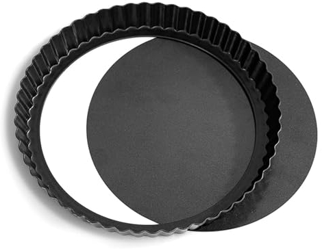Cylogia 9 Inch Quiche Tart Pan 24cm Non-Stick Dish Quiche Tins with Removable Loose Base Bottom Fluted Round Deep Flan Dish Tart Tins for Baking Quiches Pies Flans Cheese