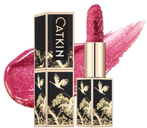 CATKIN Glitter Lipstick, Long Lasting, High Impact, Moisturizing Formula, enriched with Avocado Oil and Vitamin E, 3.2g