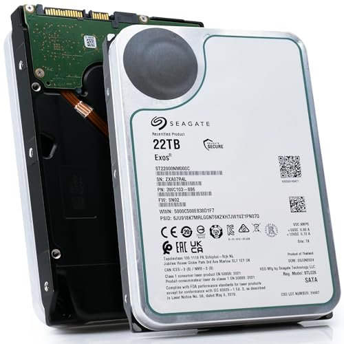 Seagate Exos X22 22TB Interne Festplatte – Factory Recertified – 3.5 Zoll SATA 6 Gbits/s 512MB, ST22000NM000C (Generalüberholt)