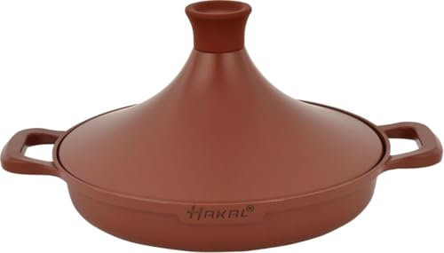Tajine Safran 30 cm - Antihaft - PFOA free- Geeignet für alle Herdplatten - Terrakotta inkl. Ofenhandschuhe und Filz