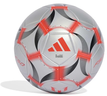 adidas Unisex - Adulto MESSI LEAGUE BALL, silver met./lucid red/black, 5